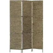 vidaXL Kamerscherm met 3 panelen 116x160 cm waterhyacint bruin