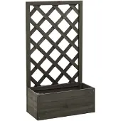 vidaXL Latwerkplantenbak 50x25x90 cm massief vurenhout grijs