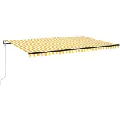 vidaXL Luifel automatisch met LED en windsensor 500x350 cm geel wit