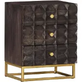 vidaXL Nachtkastje 40x30x50 cm massief mangohout zwart