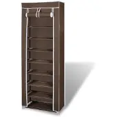 vidaXL Stoffen schoenenrek met hoes 162 x 57 x 29 cm bruin online kopen