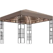 vidaXL Prieel met LED-lichtslinger 3x3 m taupe