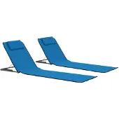 vidaXL Strandmatten inklapbaar 2 st staal en stof blauw