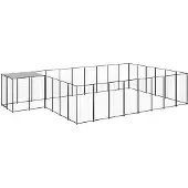 vidaXL Hondenkennel 15,73 m² staal zwart