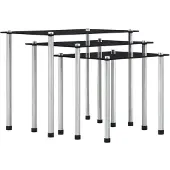 vidaXL 3-delige Tafeltjesset gehard glas zwart