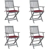 vidaXL Tuinstoelen 4 st inklapbaar met kussens massief acaciahout
