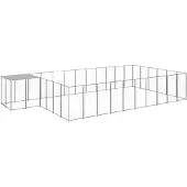 vidaXL Hondenkennel 19,36 m² staal zilverkleurig