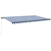 vidaXL Luifel handmatig uittrekbaar 500x350 cm blauw en wit