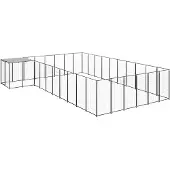 vidaXL Hondenkennel 19,36 m² staal zwart