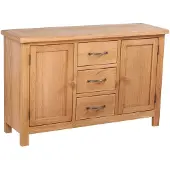 vidaXL Dressoir met 3 lades 110x33,5x70 cm massief eikenhout