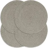 vidaXL Placemats 4 st rond 38 cm katoen effen grijs
