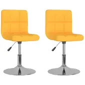 vidaXL Eetkamerstoelen draaibaar 2 st stof geel