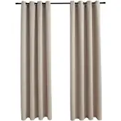 vidaXL Gordijn verduisterend met metalen ringen 2 st 140x225 cm beige