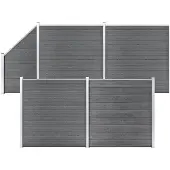 vidaXL WPC omheining set, 4 vlakke panelen + 1 schuin paneel, 792x186 cm, grijs