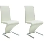 vidaXL Eetkamerstoelen met zigzag kunstleer wit 2 st online kopen