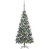 vidaXL Kunstkerstboom met verlichting kerstballen dennenappels 210 cm