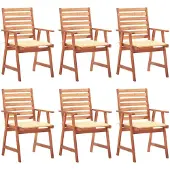 vidaXL Tuinstoelen 6 st met kussens massief acaciahout