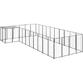 vidaXL Hondenkennel 13,31 m² staal zwart