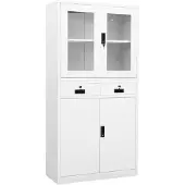 vidaXL Kantoorkast 90x40x180 cm staal en gehard glas wit