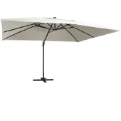 vidaXL Zweefparasol met LED en aluminium paal 400x300 cm zandkleurig