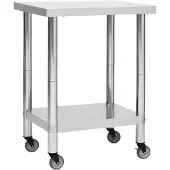 vidaXL Keukenwerkblad met wielen, 80x30x85 cm, roestvrij staal