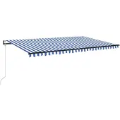 vidaXL Luifel automatisch met LED en windsensor 500x350 cm blauw wit