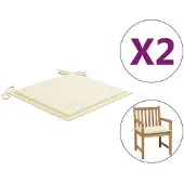 vidaXL Tuinstoelkussens 2 st 50x50x4 cm oxford stof crèmekleurig