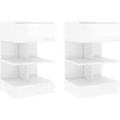 vidaXL Nachtkastjes 2 st 40x35x65 cm spaanplaat hoogglans wit