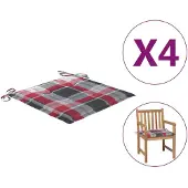 vidaXL Tuinstoelkussens 4 st 50x50x4 cm oxford stof ruitpatroon rood