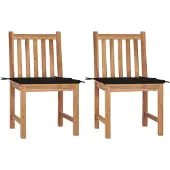 vidaXL Tuinstoelen 2 st met kussens massief teakhout