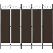 vidaXL - Kamerscherm - met - 5 - panelen - 200x180 - cm - bruin