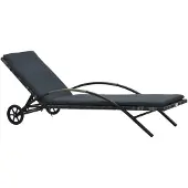 vidaXL Ligbed met kussen en wieltjes poly rattan antraciet