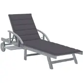 vidaXL Ligbed met kussen massief acaciahout