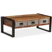 vidaXL Salontafel met 3 lades 100x50x35 cm massief gerecycled hout