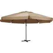 vidaXL Parasol met aluminium paal 600 cm taupe