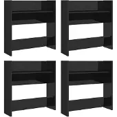 vidaXL Wandschoenenkasten 4 st 60x18x60 cm hout hoogglans zwart