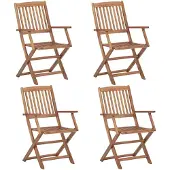 vidaXL Klapstoelen 4 stuks van massief acaciahout
