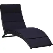 vidaXL Ligbed met kussen poly rattan zwart