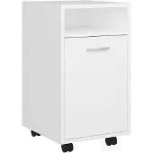 vidaXL Bijzetkast met wielen 33x38x60 cm bewerkt hout wit