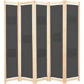 vidaXL Kamerscherm met 5 panelen 200x170x4 cm stof grijs