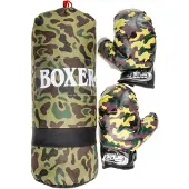 LG-Imports bokszak met handschoenen junior camouflage print