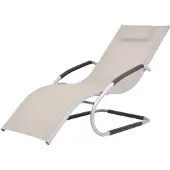 vidaXL Ligbed met kussen aluminium en textileen crème