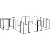 vidaXL Hondenkennel 12,1 m² staal zwart