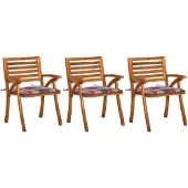 vidaXL Tuinstoelen 3 st met kussens massief acaciahout