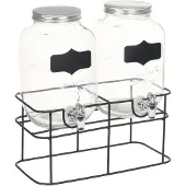 vidaXL Drankdispensers 2 st met standaard 2 x 4 L glas