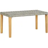 vidaXL Tuinbank, 120 cm, grijs, van polyrotan en massief acaciahout