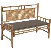 vidaXL Tuinbank met kussen 120 cm bamboe