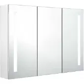 vidaXL LED-spiegelschaaf voor de badkamer, 89x14x62 cm, glanzend wit