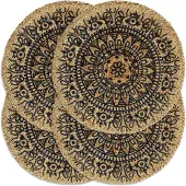 vidaXL Placemats 4 st rond 38 cm jute donkerblauw