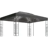 vidaXL Prieel met LED-lichtslinger 3x4 m antracietkleurig
